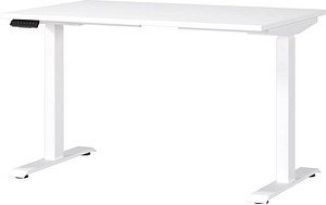 GERMANIA Mailand höhenverstellbarer Schreibtisch weiß rechteckig, T-Fuß-Gestell weiß 120,0 x 80,0 cm