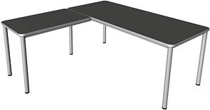 Kerkmann Prime Schreibtisch anthrazit L-Form, 6-Fuß-Gestell silber 180,0 x 180,0 cm