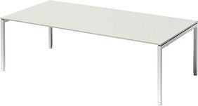 BISLEY Konferenztisch Cito grauweiß, verkehrsweiß rechteckig, 4-Fuß-Gestell weiß, 240,0 x 120,0 x 65,0 - 85,0 cm