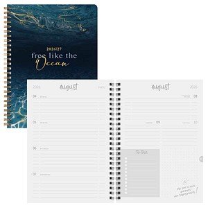 BRUNNEN Schülerkalender Ocean 2026/2027 mehrfarbig: blau, gold, 1 St.