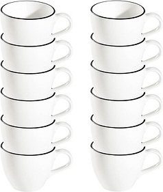 12 ID Fine Teetassen Modest Black Alzar weiß 0,2 l