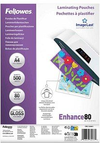 Fellowes Enhance80 ImageLast Laminierfolien glänzend für A4 80 micron, 500 St.