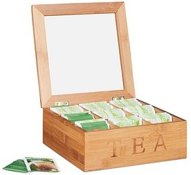 relaxdays Teebox braun 22,0 x 22,0 cm