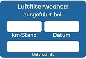 EICHNER Aufkleber Luftfilter-Wechsel ausgeführt bei, blau/weiß, 250 St.