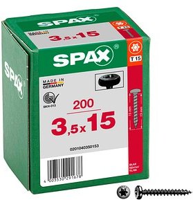SPAX® Universalschrauben T15 Halbrundkopf BLAX 0201040350153 3,5 mm x 15 mm, 200 St.