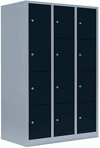 LÜLLMANN Schließfachschrank anthrazit, lichtgrau 523438, 12 Schließfächer 118,5 x 50,0 x 180,0 cm