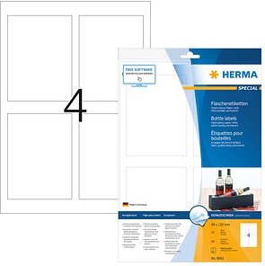 HERMA Flaschenetiketten 8882 weiß 90,0 x 120,0 mm, 10 Blatt