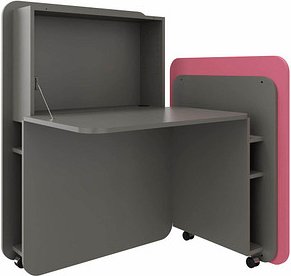 fm FLATup Sekretär basalt/ rose rechteckig, schwarz 107,0 x 41,5 - 91,0 cm