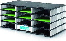 styro Sortierstation styrodoc trio black & white schwarz/weiß mit 12 Fächern