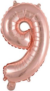 amscan® Folienballon Mini, Zahl 9 rosé, 1 St.