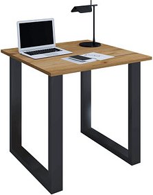 VCM my office Lona Schreibtisch honig-eiche quadratisch, U-Fuß-Gestell schwarz 80,0 x 80,0 cm