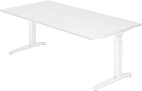 HAMMERBACHER VXB2E höhenverstellbarer Schreibtisch weiß rechteckig, C-Fuß-Gestell weiß 200,0 x 100,0 cm