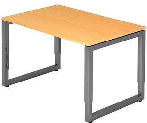 Thumbnail - HAMMERBACHER Unni SE1 höhenverstellbarer Schreibtisch buche rechteckig, Kufen-Gestell grau 120,0 x 80,0 cm