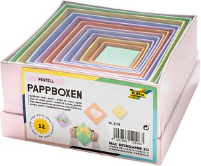 folia PASTELL Geschenkboxen-Set bunt, 12 St.