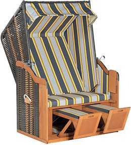 Thumbnail - Sunny Smart® Strandkorb Rustikal 50 Basic dunkelgrau, grau, gestreift, anthrazit Kunststoff, Holz, 1-teilig