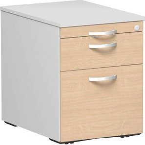 geramöbel Flex Rollcontainer lichtgrau, buche 3 Auszüge 43,0 x 60,0 x 56,5 cm