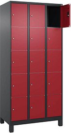 CP Schließfachschrank Classic Plus rubinrot, schwarzgrau 080010-305 S10040, 15 Schließfächer 90,0 x 50,0 x 195,0 cm