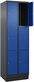 CP Schließfachschrank Classic PLUS enzianblau, schwarzgrau 080020-203 S10029, 6 Schließfächer 60,0 x 50,0 x 195,0 cm