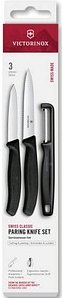 Thumbnail - VICTORINOX Küchenmesser + Sparschäler Swiss Classic silber, schwarz glatt, Klinge: 8,0 cm, 1 Set
