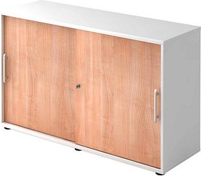 HAMMERBACHER Schiebetürenschrank, V1752S/W/N/RE nussbaum, weiß 1 Fachboden 120,0 x 40,0 x 74,8 cm