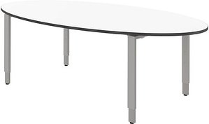 röhr Konferenztisch Imperia weiß oval, 4-Fuß-Gestell alu, 220,0 x 110,0 x 68,0 - 82,0 cm