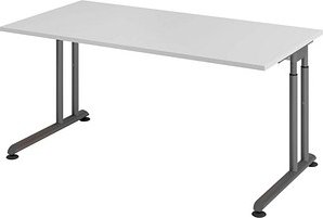 HAMMERBACHER ZS16 höhenverstellbarer Schreibtisch lichtgrau rechteckig, C-Fuß-Gestell grau 160,0 x 80,0 cm