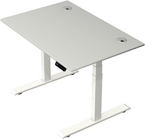 Kerkmann Move 2 Plus elektrisch höhenverstellbarer Schreibtisch lichtgrau rechteckig, T-Fuß-Gestell weiß 120,0 x 80,0 cm