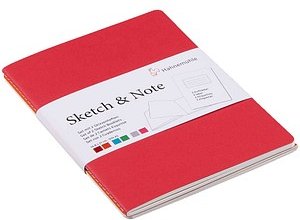 HAHNEMÜHLE Notizbücher DIN A5 blanko, cerise/paprika Softcover 40 Seiten, 1 St.