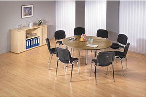 HAMMERBACHER Konferenztisch nussbaum rund, Rundrohr chrom, 160,0 x 160,0 x 72,0 - 74,0 cm