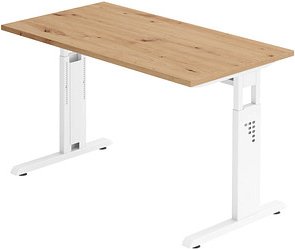 HAMMERBACHER OS612 Schreibtisch Asteiche rechteckig, C-Fuß-Gestell weiß 120,0 x 67,2 cm