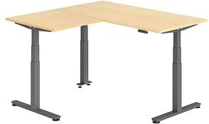 HAMMERBACHER XDSMW1608 elektrisch höhenverstellbarer Schreibtisch ahorn rechteckig, T-Fuß-Gestell grau 160,0 x 160,0 cm