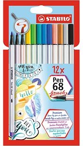 STABILO Pen 68 brush Brush-Pens farbsortiert, 12 St.