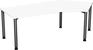 geramöbel Flex höhenverstellbarer Schreibtisch weiß, anthrazit L-Form, 5-Fuß-Gestell grau 216,6 x 113,0 cm