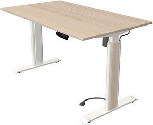 Kerkmann Move 1 advance elektrisch höhenverstellbarer Schreibtisch ahorn rechteckig, T-Fuß-Gestell weiß 140,0 x 80,0 cm