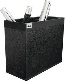 SIGEL Stiftehalter cintano:S saphirschwarz Lederimitat 2 Fächer 13,0 x 6,0 x 10,7 cm