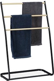 relaxdays Handtuchständer schwarz, Holz-Optik, 1 St.