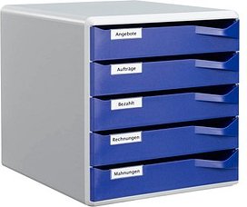 AKTION: LEITZ Schubladenbox Post-Set blau 52800035, DIN A4 mit 5 Schubladen, 1 St. mit Prämie nach Registrierung