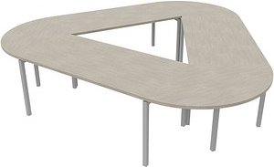 Quadrifoglio Konferenztisch Idea+ beton Trapezform, Vierkantrohr weiß, 320,0 x 298,0 x 74,0 cm