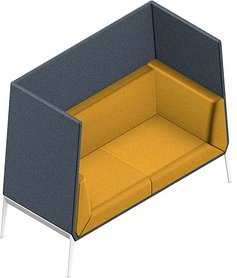 Thumbnail - Quadrifoglio 2-Sitzer Besprechungsecke Accord gelb, grau weiß Stoff 156,0 x 68,0 x 124,0 cm, 1 St.