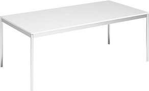 viasit System4 Schreibtisch weiß rechteckig, 4-Fuß-Gestell chrom 200,0 x 100,0 cm