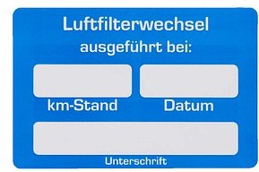 EICHNER Aufkleber Luftfilter-Wechsel ausgeführt bei, blau/weiß, 250 St.