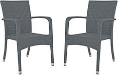 Garden Pleasure Gartenstühle mit Armlehnen LONDON grau, Metall, 2 St.