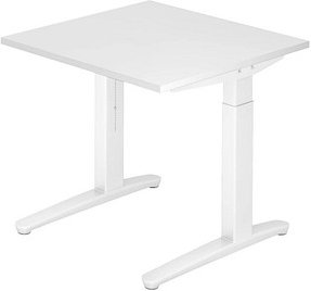 Thumbnail - HAMMERBACHER XB08 höhenverstellbarer Schreibtisch weiß quadratisch, C-Fuß-Gestell weiß 80,0 x 80,0 cm