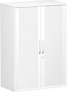 Thumbnail - geramöbel Flex Rollladenschrank weiß, silber 2 Fachböden 80,0 x 42,5 x 118,2 cm