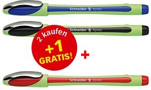 2 + 1 GRATIS: Schneider Xpress Fineliner farbsortiert 0,8 mm, 2 St. + GRATIS 1 Fineliner Xpress rot