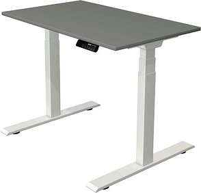 Kerkmann Move 1 stable elektrisch höhenverstellbarer Schreibtisch grafit rechteckig, T-Fuß-Gestell weiß 100,0 x 60,0 cm