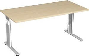 Thumbnail - geramöbel Flex höhenverstellbarer Schreibtisch ahorn rechteckig, C-Fuß-Gestell silber 160,0 x 80,0 cm