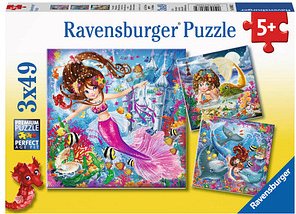 Ravensburger Bezaubernde Meerjungfrauen Puzzle, 3 x 49 Teile