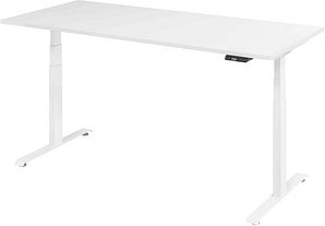 BaseLite elektrisch höhenverstellbarer Schreibtisch weiß rechteckig, T-Fuß-Gestell weiß 180,0 x 80,0 cm
