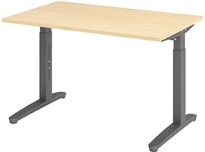HAMMERBACHER VXB12 höhenverstellbarer Schreibtisch ahorn rechteckig, C-Fuß-Gestell grau 120,0 x 80,0 cm
